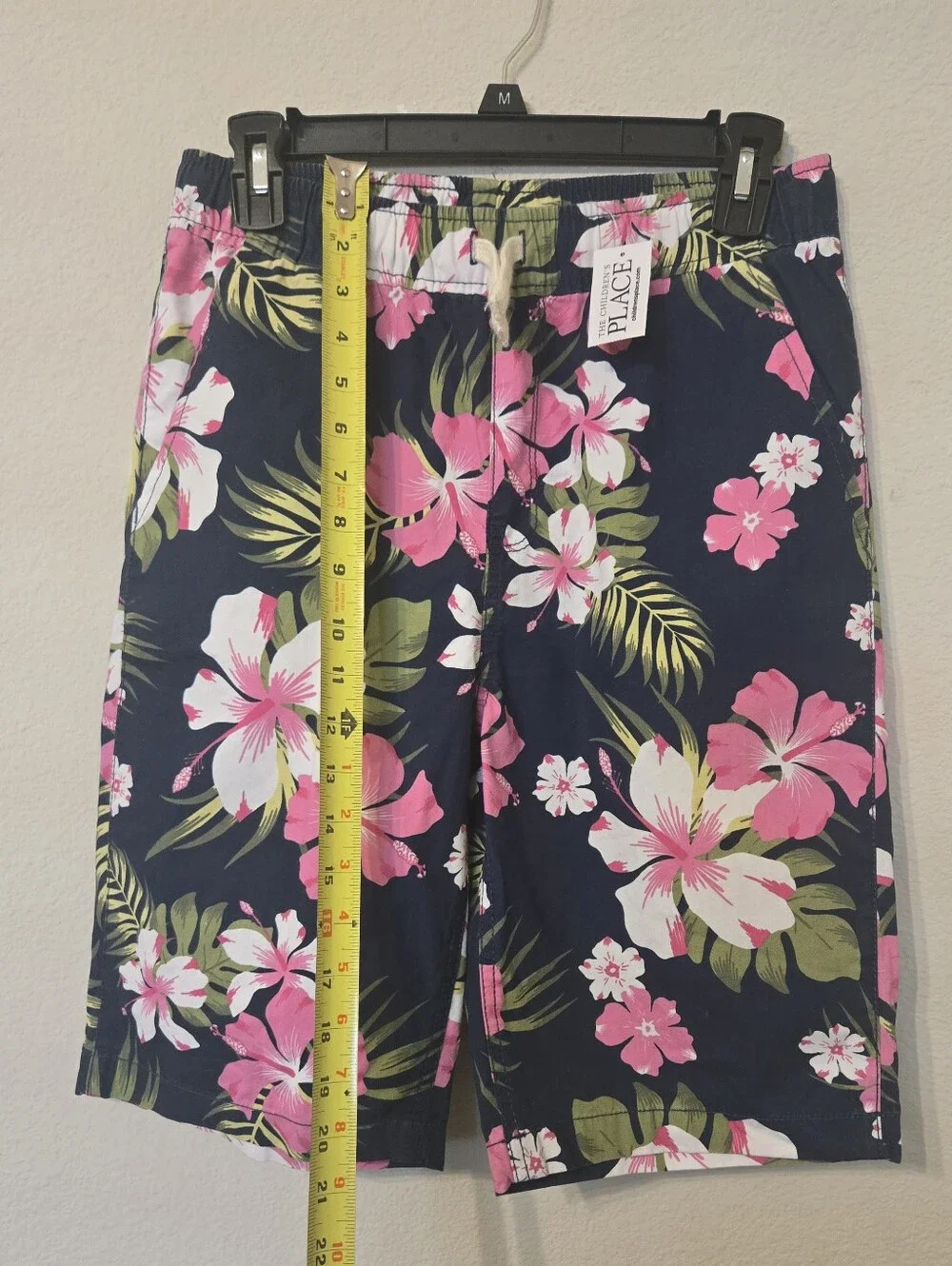 The Children's Place Navy Floral Shorts with Pink Hibiscus. Boys Size 16